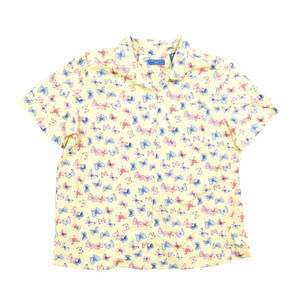 Karen Scott Women's Plus Size 1X Butterfly Print Short Sleeve Button Shirt